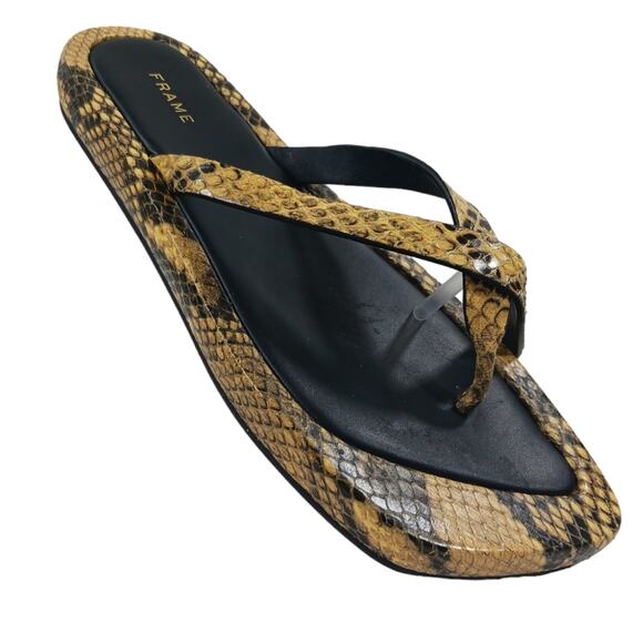Frame Denim Snake Print Sandals - Black and Tan - Picture 2 of 10